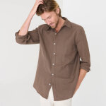 Chemise coton lin manches longues boutonn�e - blancheporte