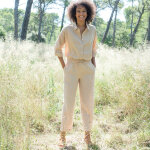 Chemise en coton - lin, manches longues retroussables - blancheporte