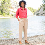 Chemise en coton - lin, manches longues retroussables - blancheporte