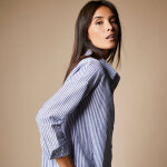 Chemise longue rayée base liquette, fil tissé teint - blancheporte Chemise longue rayée base liquette, fil tissé teint - blancheporte