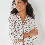 Chemise de nuit col tailleur imprime houx - blancheporte