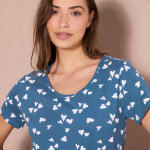 Chemise de nuit courte imprim�e  c?urs  - blancheporte