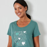 Chemise de nuit courte imprim�e c?urs - blancheporte