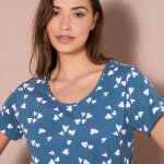 Chemise de nuit courte imprime  c?urs  - blancheporte