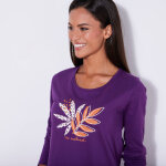 Chemise de nuit courte manches longues imprim� � naturel � - blancheporte