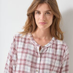Chemise de nuit forme liquette boutonnée devant motifs carreaux - blancheporte Chemise de nuit forme liquette boutonnée devant motifs carreaux - blancheporte