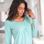 Chemise de nuit imprime fleurie manches longues - blancheporte