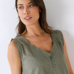 Chemise de nuit l�g�re en voile de coton effet plumetis, sans manches - blancheporte