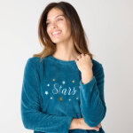 Chemise de nuit longue broderies Étoiles, maille polaire - blancheporte Chemise de nuit longue broderies Étoiles, maille polaire - blancheporte