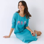 Chemise de nuit longue imprim�  cabines de plage  - blancheporte