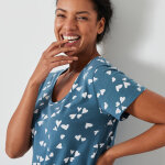 Chemise de nuit longue imprime  c?urs  - blancheporte