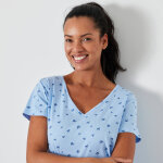 Chemise de nuit longue imprime fleurs - blancheporte