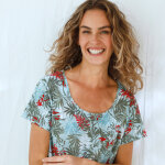 Chemise de nuit longue imprim�e manches courtes - coton modal - blancheporte