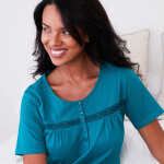 Chemise de nuit longue manches courtes unie - blancheporte