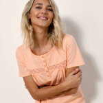 Chemise de nuit longue manches courtes unie - blancheporte