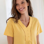 Chemise de nuit longue manches courtes unie - blancheporte