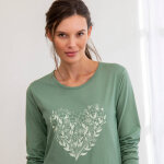 Chemise de nuit longue manches longues imprim� coeur floral - blancheporte