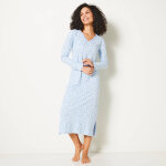 Chemise de nuit longue manches longues imprim fleuri - blancheporte
