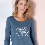 Chemise de nuit longue manches longues imprim  night  - blancheporte