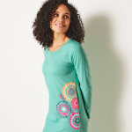 Chemise de nuit longue manches longues imprim� rosaces - blancheporte