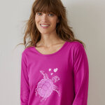 Chemise de nuit longue manches longues imprim  tortue  - blancheporte