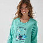 Chemise de nuit longue manches longues motif «fenêtre» - blancheporte Chemise de nuit longue manches longues motif «fenêtre» - blancheporte