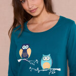 Chemise de nuit longue manches longues motif �hiboux� - blancheporte