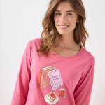 Chemise de nuit longue manches longues motif «pause goûter» - blancheporte Chemise de nuit longue manches longues motif «pause goûter» - blancheporte