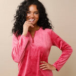 Chemise de nuit longue en velours damass�, manches longues - blancheporte