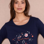 Chemise de nuit manches longues motif galaxie - blancheporte
