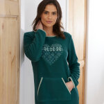 Chemise de nuit polaire imprim� coeur manches longues - blancheporte