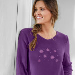 Chemise de nuit polaire manches longues brod�e - blancheporte