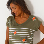 Chemise de nuit ray�e et �toiles, fils teints - blancheporte