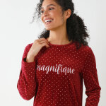 Chemise de nuit en velours imprim pois - blancheporte