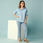 Chemise oversize spécial petites, manches longues, popeline - blancheporte Chemise oversize spécial petites, manches longues, popeline - blancheporte