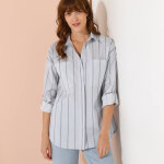 Chemise rayée base liquette, tissé teint - blancheporte Chemise rayée base liquette, tissé teint - blancheporte