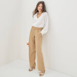 Chemisier boutonn� col v volant� - blancheporte