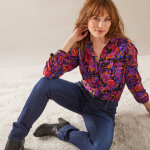 Chemisier boutonn� imprim� fleurs - blancheporte