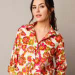 Chemisier boutonn imprim fleurs, voile de coton - lora zellini