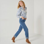 Chemisier boutonn� imprim� gaze de coton et macram� - blancheporte