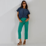 Chemisier boutonn� en jean, manches courtes - blancheporte