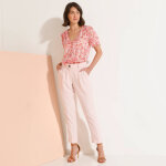Chemisier boutonné manches blousantes imprimé, voile jacquard - blancheporte Chemisier boutonné manches blousantes imprimé, voile jacquard - blancheporte
