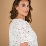 Chemisier boutonn uni dentelle, manches coudes - lora zellini