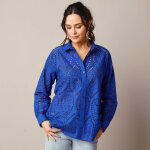 Chemisier broderie anglaise, manches longues - 36 - bleu - lora zellini Chemisier broderie anglaise, manches longues - 36 - bleu - lora zellini