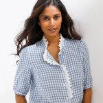 Chemisier � carreaux, en gaze de coton - blancheporte