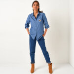 Chemisier en chambray, c?ur brod - blancheporte