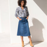 Chemisier col tunisien manches 3 / 4, imprim� bicolore - blancheporte