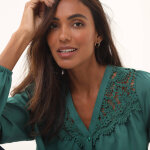 Chemisier empicement macram cailles, manches blousantes - blancheporte