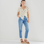 Chemisier imprim� bicolore, manches courtes - blancheporte