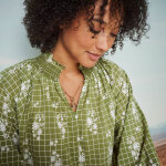 Chemisier imprim dtails smocks, manches blousantes - blancheporte